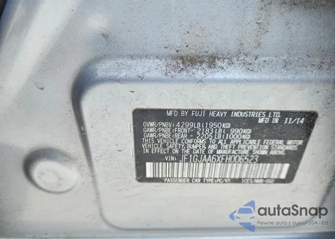 2015 Subaru Impreza z USA, uszkodzony, nr VIN JF1GJAA6XFH006523